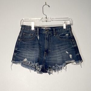 Hollister Medium Blue Distressed Denim Cutoff Shorts